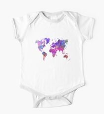 World map in watercolor One Piece - Short Sleeve