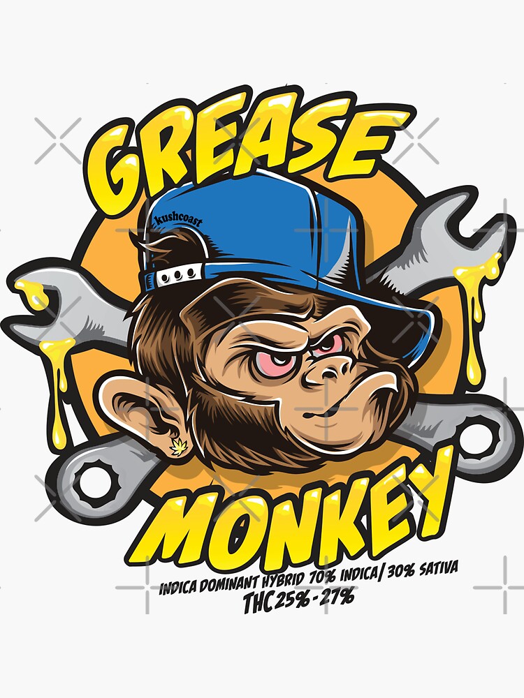"Grease Monkey Cannabis Strain Art " Sticker for Sale by kushcoast