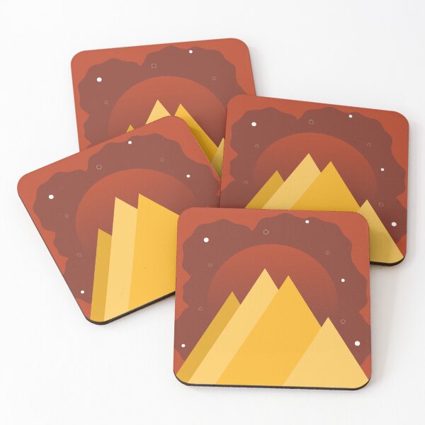 Item preview, YELLOW MOUNTAINS BROWN SKY - FALL VERSION MINIMALIST ILLUSTRATION Brown BG by MiraiDesigns designed and sold by miraidesigns.