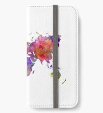 World map in watercolor iPhone Wallet/Case/Skin