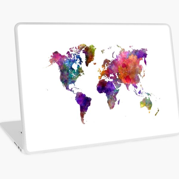 World map in watercolor Laptop Skin