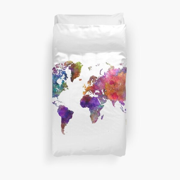 World map in watercolor Duvet Cover