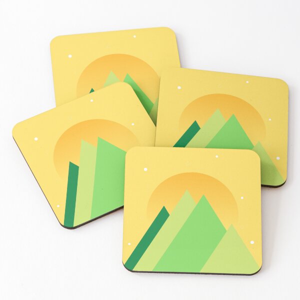 Item preview, GREEN MOUNTAINS YELLOW SKY - SUMMER VERSION MINIMALIST ILLUSTRATION Teal BG by MiraiDesigns designed and sold by miraidesigns.