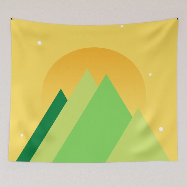 Item preview, GREEN MOUNTAINS YELLOW SKY - SUMMER VERSION MINIMALIST ILLUSTRATION Teal BG by MiraiDesigns designed and sold by miraidesigns.