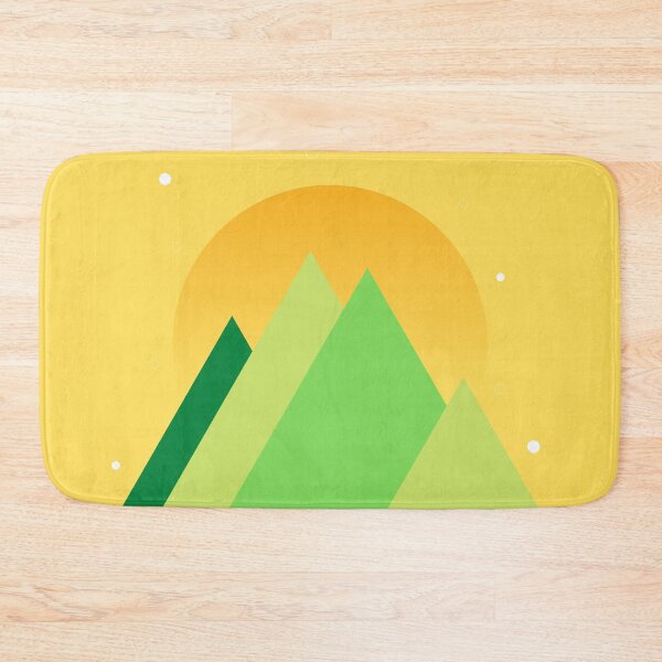 Item preview, GREEN MOUNTAINS YELLOW SKY - SUMMER VERSION MINIMALIST ILLUSTRATION Teal BG by MiraiDesigns designed and sold by miraidesigns.