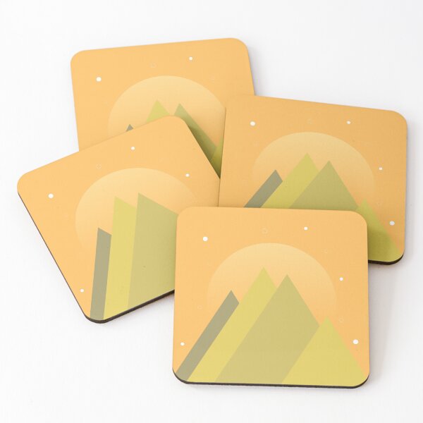 Item preview, MOSS GREEN MOUNTAINS ORANGE NIGHT SKY - SPRING VERSION MINIMALIST ILLUSTRATION Orange BG by MiraiDesigns designed and sold by miraidesigns.