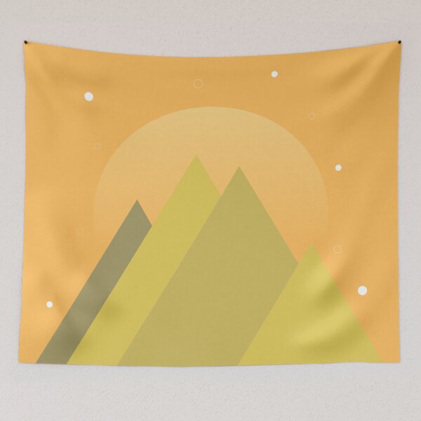 Item preview, MOSS GREEN MOUNTAINS ORANGE NIGHT SKY - SPRING VERSION MINIMALIST ILLUSTRATION Orange BG by MiraiDesigns designed and sold by miraidesigns.