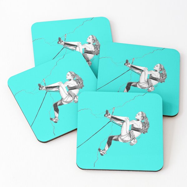 Item preview, Trad Climber digital drawing with Turquoise background designed and sold by StephCarrDesign.