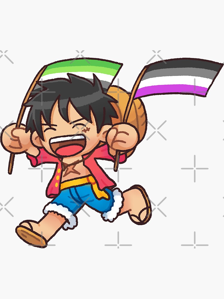 Luffy Hold Aromantic Flag And Asexual Flag Sticker For Sale By Modsama Redbubble 9535