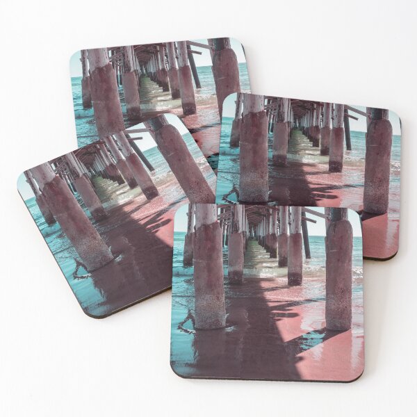 Item preview, Silky Reflections in Mint Greens and Pinks - Californian Cool Under the Newport Beach Pier designed and sold by Georgia Mizuleva.