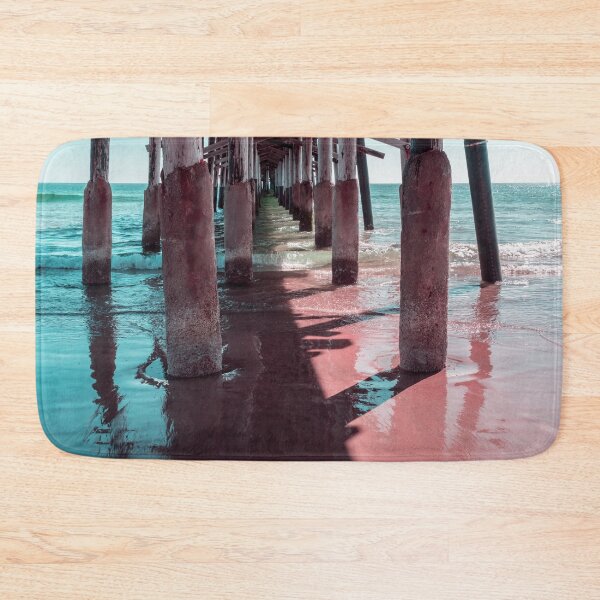 Item preview, Silky Reflections in Mint Greens and Pinks - Californian Cool Under the Newport Beach Pier designed and sold by Georgia Mizuleva.