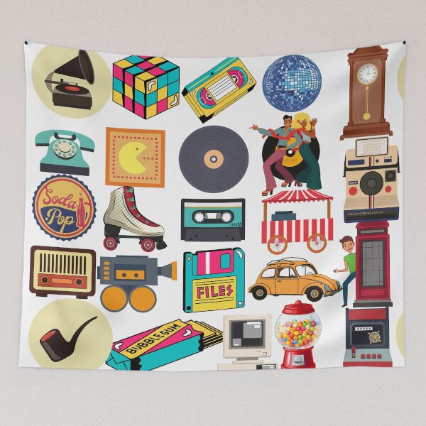 Item preview, Tapestries,Tapestry,throw blankets,comforters,duvet covers , retro collage, retro design, 80s, retro, vintage, 1980s, 90s old school, cool, 80s design, vintage 80s designed and sold by eyesight4vision.