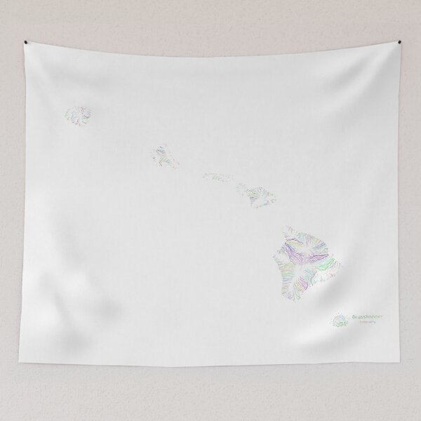 Item preview, Hawaii River Basin Map in Rainbow Colours with White Background designed and sold by GrasshopperGeo.