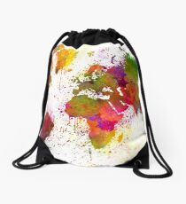 World map in watercolor Drawstring Bag