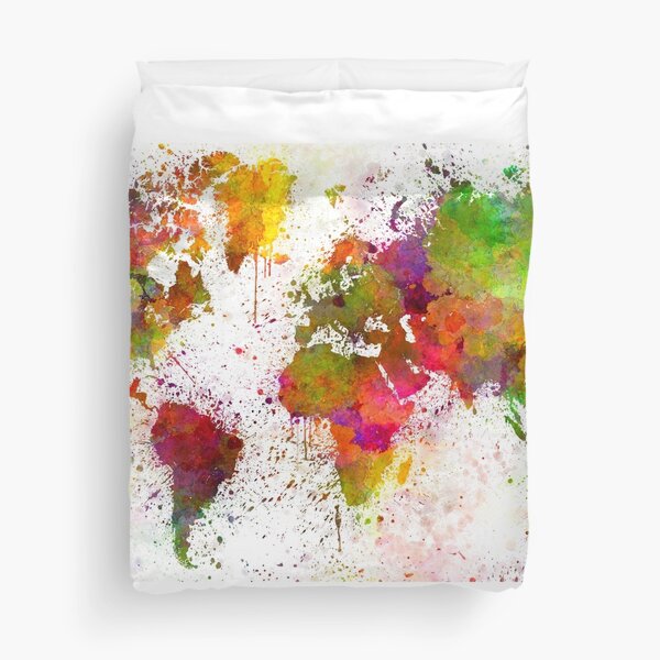 World map in watercolor Duvet Cover