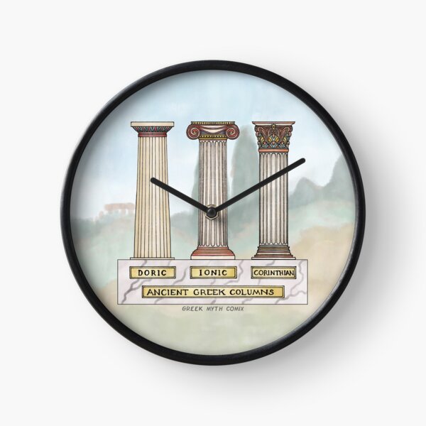 Vista previa del artículo con la obra «Órdenes de columna griega antigua policromada - con fondo de acuarela», diseñado y vendido por GreekMythComix.