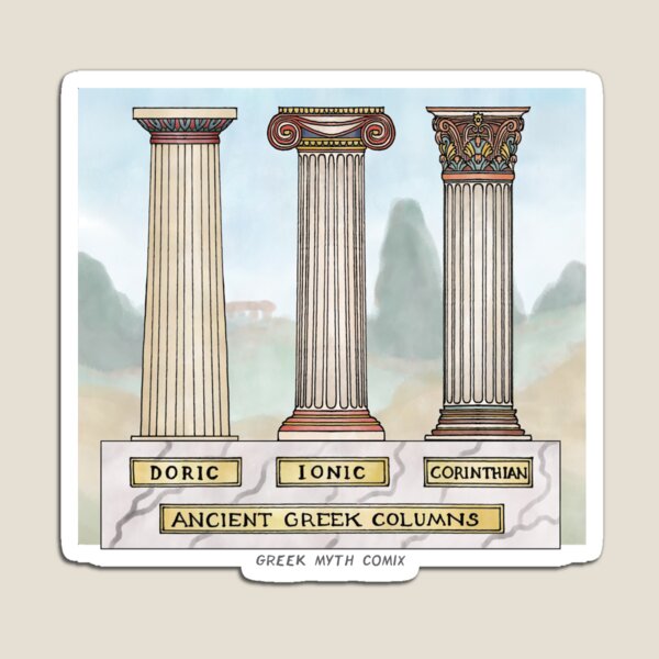 Polychrome Ancient Greek Column orders - with watercolour background Magnet