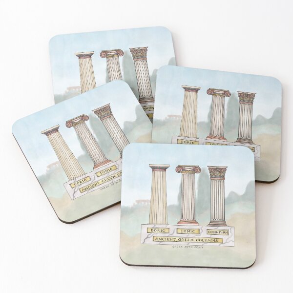 Item preview, Polychrome Ancient Greek Column orders - with watercolour background designed and sold by GreekMythComix.