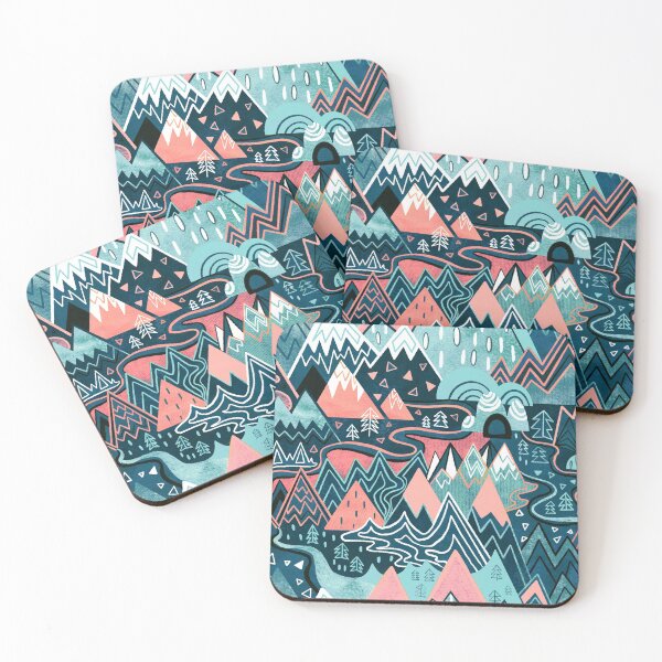 Item preview, Maximalist Mountain Maze - Pastel Pink & Aqua designed and sold by TigaTiga.