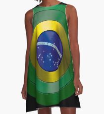 CAPTAIN BRAZIL - Captain America inspired Brazilian shield A-Line Dress