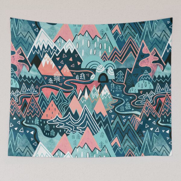 Item preview, Maximalist Mountain Maze - Pastel Pink & Aqua designed and sold by TigaTiga.