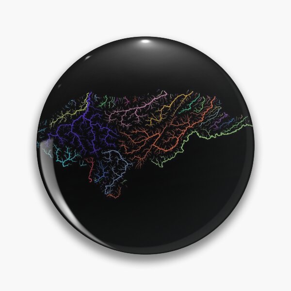 Item preview, Honduras River Basin Map in Rainbow Colours with Black Background designed and sold by GrasshopperGeo.