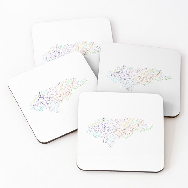 Item preview, Honduras River Basin Map in Rainbow Colours with White Background designed and sold by GrasshopperGeo.