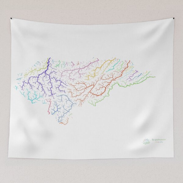 Item preview, Honduras River Basin Map in Rainbow Colours with White Background designed and sold by GrasshopperGeo.
