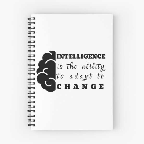 Item preview, Intelligence is the ability to adapt to Change (Black Text with Brain) - Stephen Hawking inspiration quote designed and sold by CaitU.