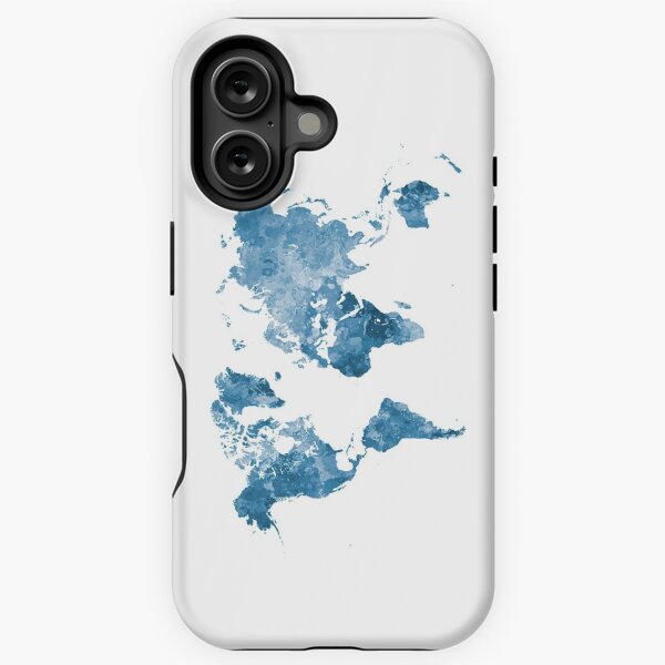 Vista previa del artículo con la obra «Mapa del mundo en acuarela azul», diseñado y vendido por paulrommer.