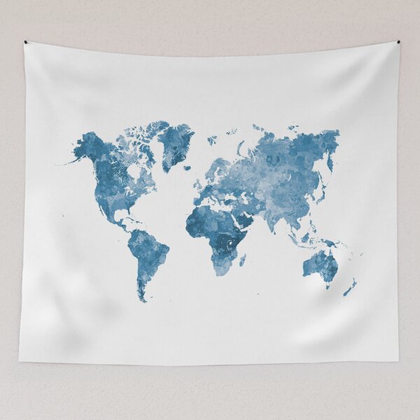 Item preview, World map in watercolor blue designed and sold by paulrommer.
