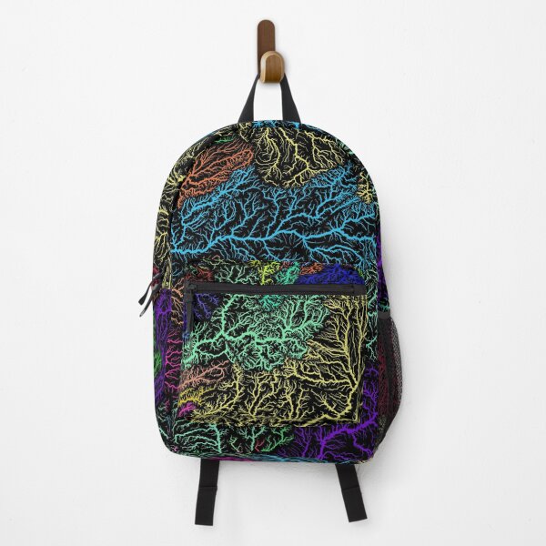 Item preview, Iberia River Basin Map in Rainbow Colours with Black Background designed and sold by GrasshopperGeo.
