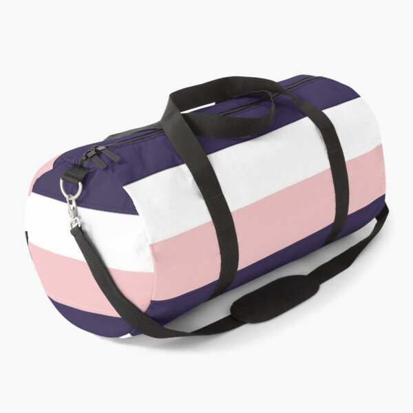 3 Large NAVY BLUE, BABY PINK and WHITE Horizontal STRIPES Duffle Bag