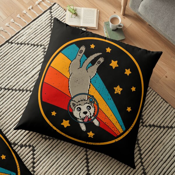Cute Vintage Berger Picard Dog Retro Picardy Shepherd Dog In Space Floor Pillow