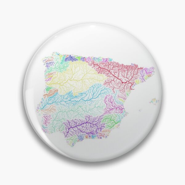 Item preview, Iberia River Basin Map in Rainbow Colours with White Background designed and sold by GrasshopperGeo.