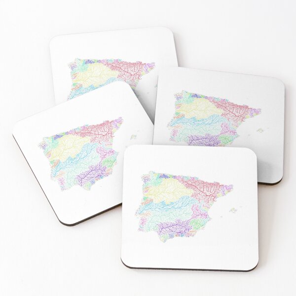 Item preview, Iberia River Basin Map in Rainbow Colours with White Background designed and sold by GrasshopperGeo.