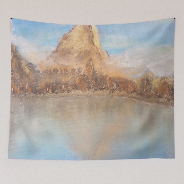 Item preview, Mountain reflection in water pastel painting designed and sold by WorldOfWendyArt.