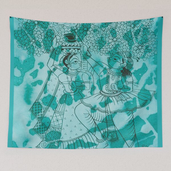Item preview, Radha Krishna raasleela, vintage folk art, indian folk art design, pahd art pattern Art Print designed and sold by gopalpjoshi.