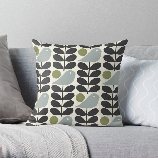 orla kiely - multi stem, bird design Throw Pillow