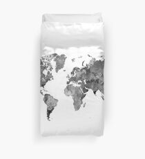 World map in watercolor gray Duvet Cover