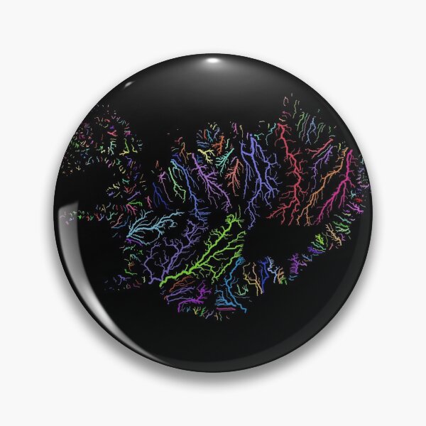 Item preview, Iceland River Basin Map in Rainbow Colours with Black Background designed and sold by GrasshopperGeo.