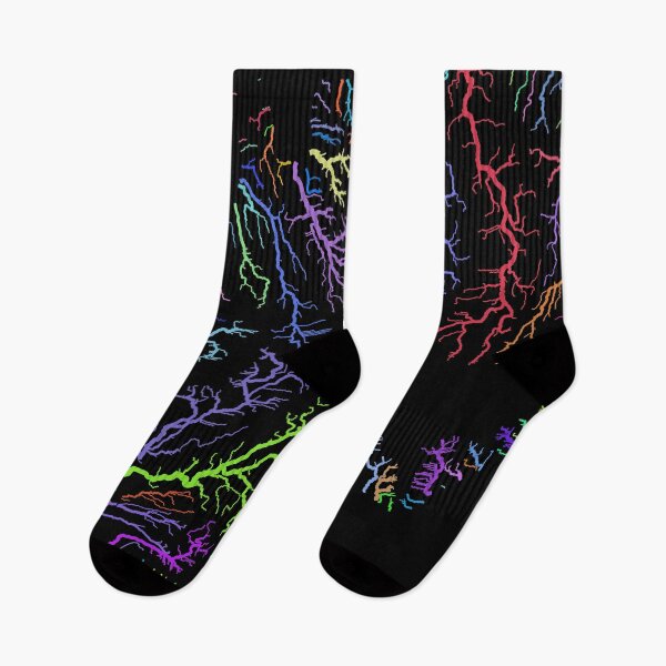Item preview, Iceland River Basin Map in Rainbow Colours with Black Background designed and sold by GrasshopperGeo.