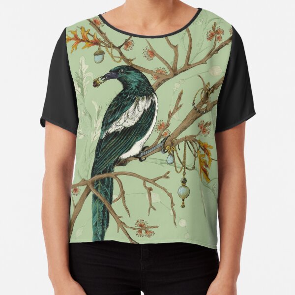 Magpie Birds Chiffon Top