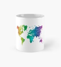 World map in watercolor rainbow Mug