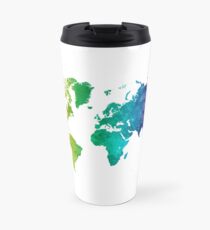 World map in watercolor rainbow Travel Mug