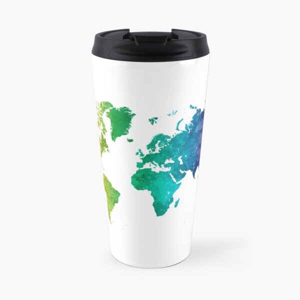 World map in watercolor rainbow Travel Mug