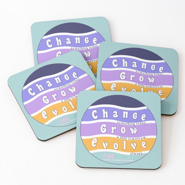 Item preview, Change Grow Evolve : Inspirational Quote - mustard mauve teal Wavy Retro Sunset in Circle ~ Vicki Hadfield designed and sold by Printable Pressies.