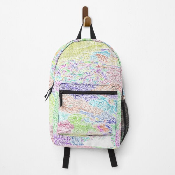 Item preview, India and China River Basin Map in Rainbow Colours with White Background designed and sold by GrasshopperGeo.