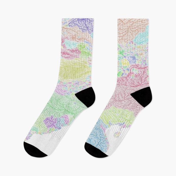 Item preview, India and China River Basin Map in Rainbow Colours with White Background designed and sold by GrasshopperGeo.