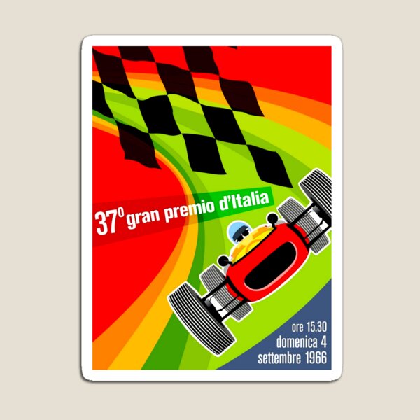 "ITALY GRAND PRIX" Vintage Auto Racing Advertising Print Magnet